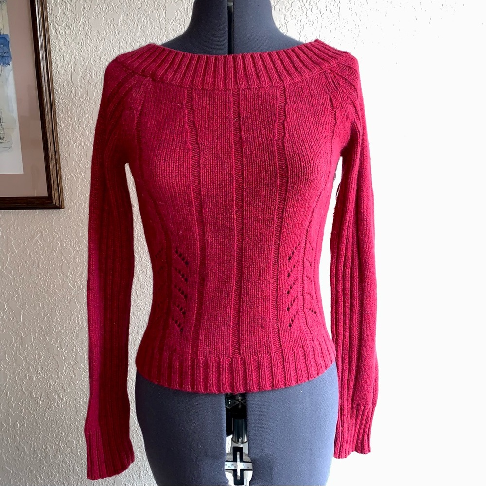 Express Women's Vibrant Red Crew Neck Sweater
